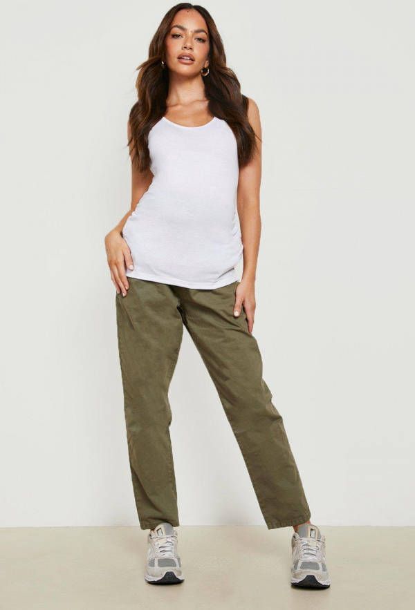 boohoo Zwangerschap Over The Bump Chino Broek, Khaki