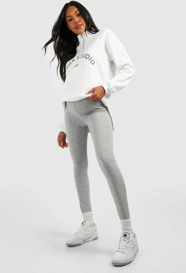 boohoo Zwangerschap Over The Bump Leggings Met Geplooide Kont, Grey Marl