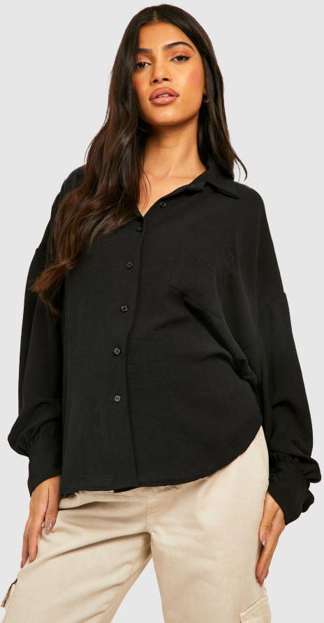 boohoo Zwangerschap Oversized Blouse, Black