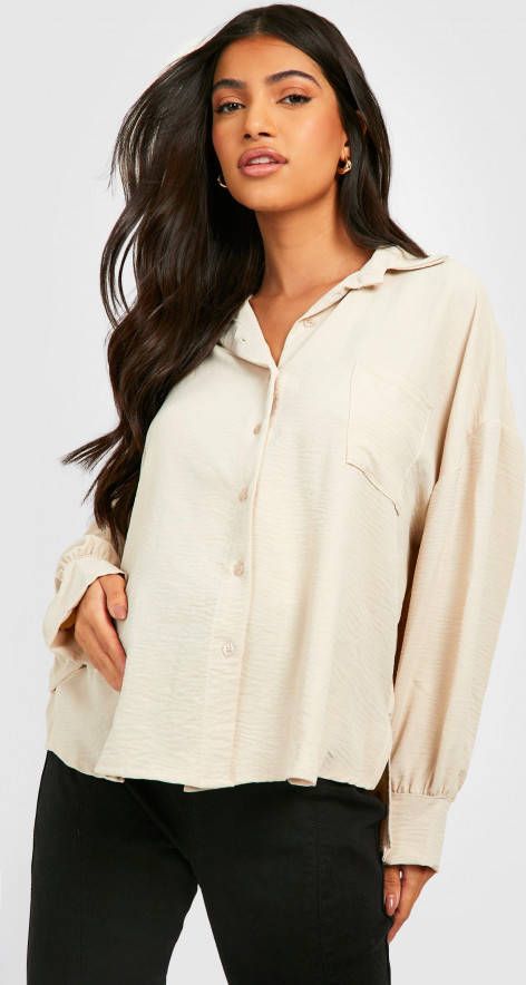 boohoo Zwangerschap Oversized Blouse, Stone