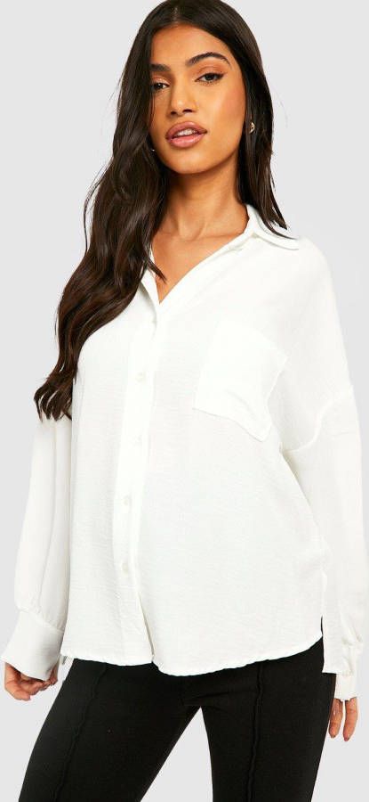 boohoo Zwangerschap Oversized Blouse, White