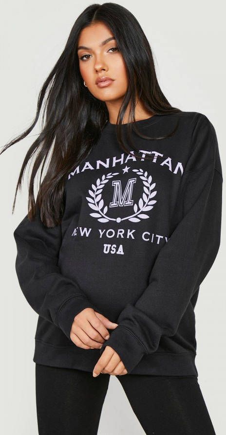 boohoo Zwangerschap Oversized Manhattan Trui, Black