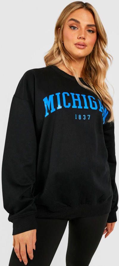 boohoo Zwangerschap Oversized Michigan Trui, Black