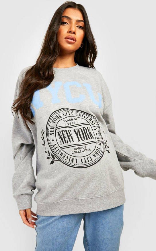 boohoo Zwangerschap Oversized Nycu Trui, Grey Marl