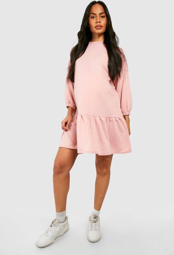 boohoo Zwangerschap Oversized Peplum Trui Jurk, Rose