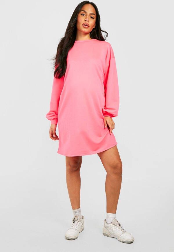 boohoo Zwangerschap Oversized Trui Jurk, Hot Pink