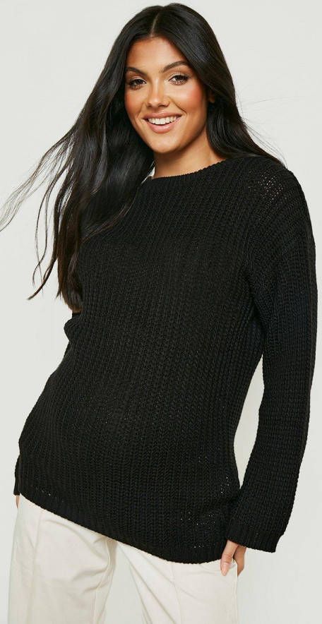boohoo Zwangerschap Oversized Trui Met Crewneck, Black