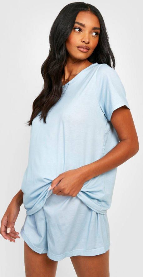boohoo Zwangerschap Pyjama Set Met Shorts En Lettuce Edge, Sage