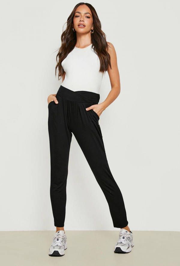 boohoo Zwangerschap Toelopende Jersey Under The Bump Broek, Black