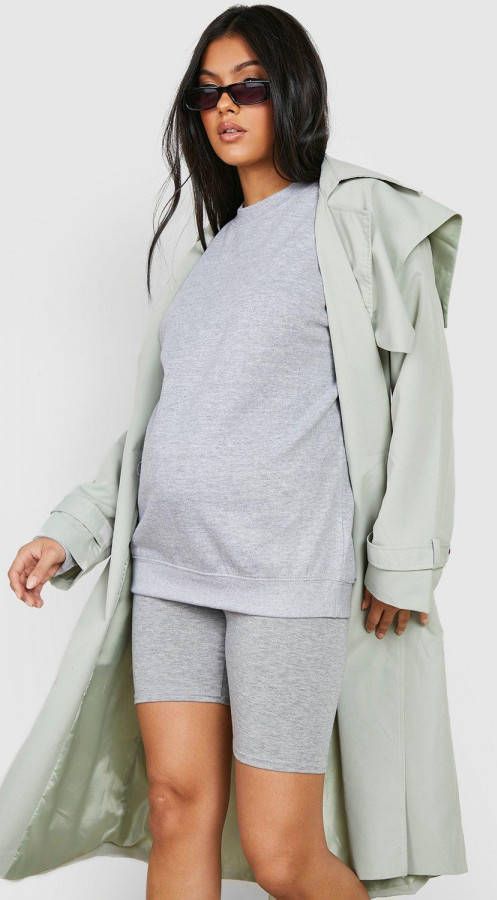 boohoo Zwangerschap Trui En Fietsbroekje Set, Grey Marl