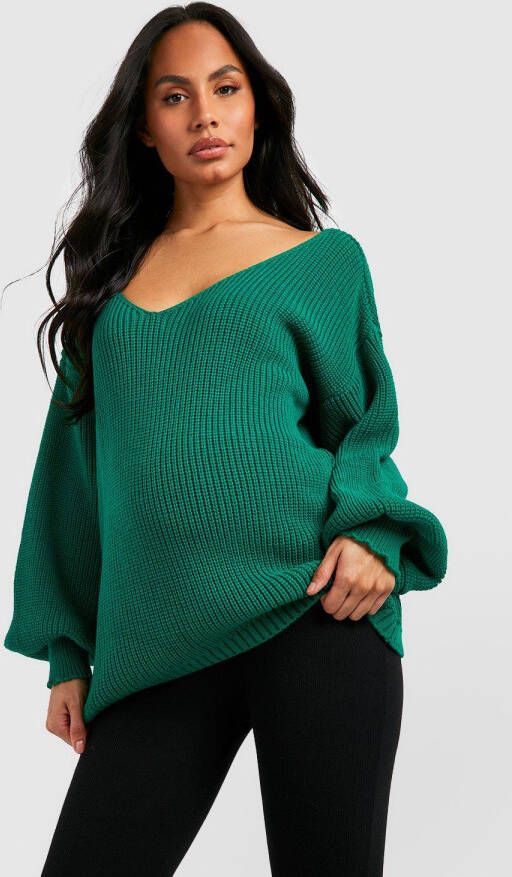 boohoo Zwangerschap Trui Met Boothals, Bright Green