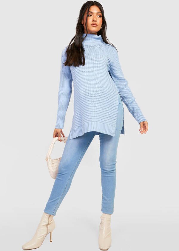 boohoo Zwangerschap Trui Met Col En Zijsplit, Blue