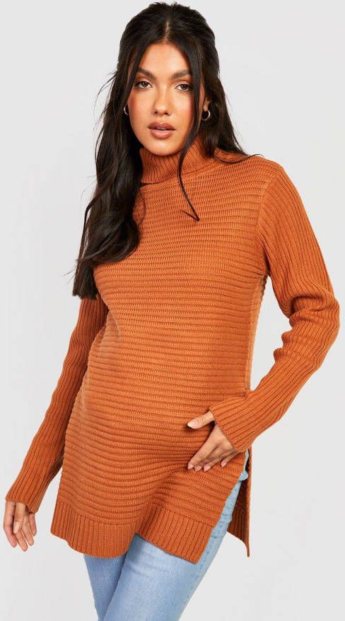 boohoo Zwangerschap Trui Met Col En Zijsplit, Copper