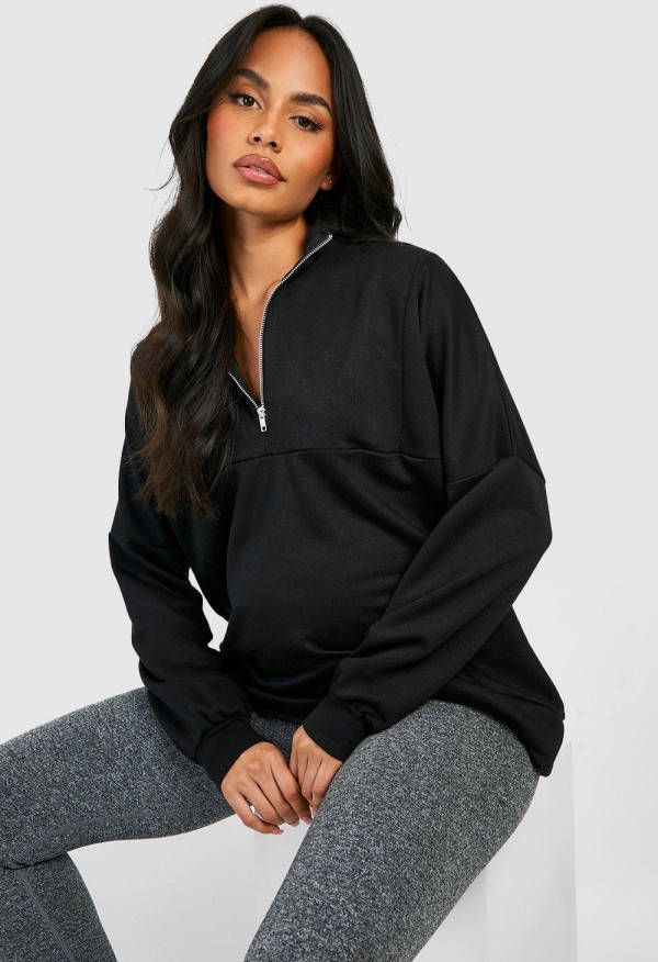 boohoo Zwangerschap Trui Met Korte Rits, Black