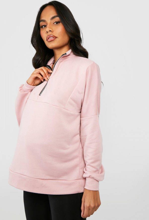 boohoo Zwangerschap Trui Met Korte Rits, Dusty Pink