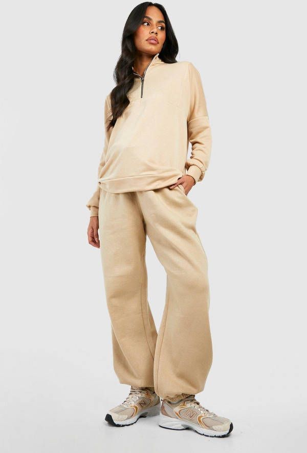 boohoo Zwangerschap Trui Met Korte Rits, Taupe