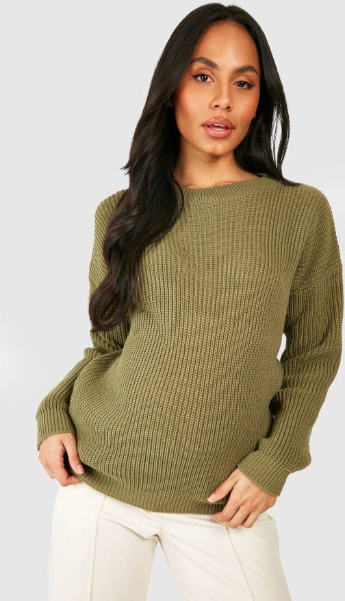 boohoo Zwangerschap Trui Met Ronde Hals, Olive
