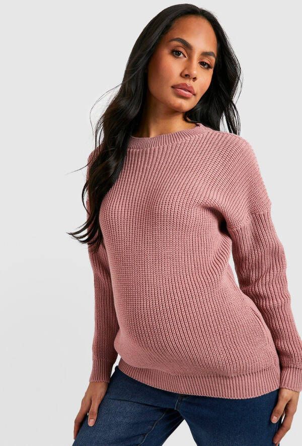 boohoo Zwangerschap Trui Met Ronde Hals, Rose