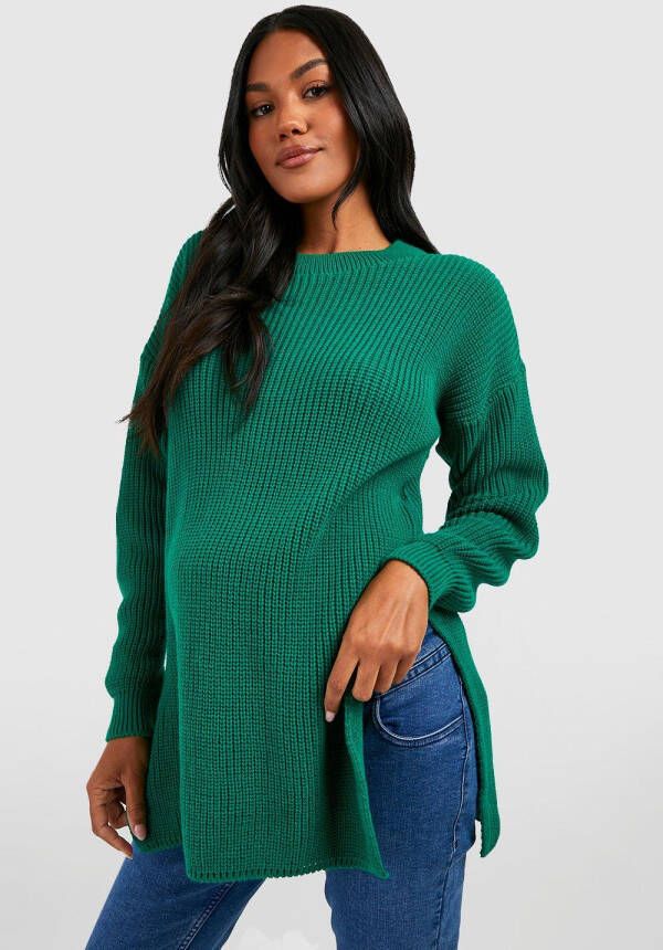boohoo Zwangerschap Trui Met Zijsplit, Bright Green