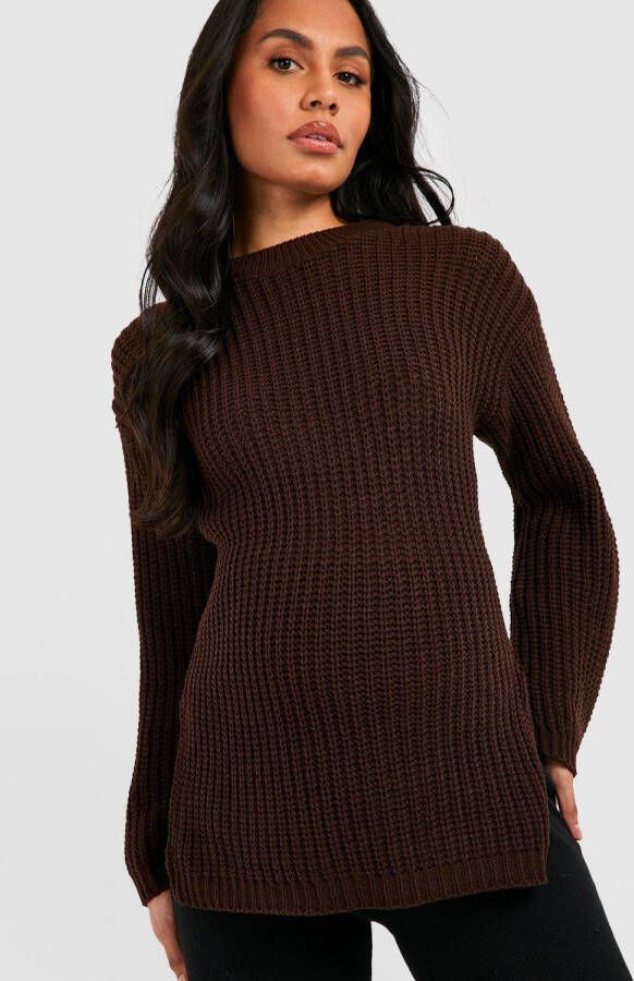 boohoo Zwangerschap Trui Met Zijsplit, Chocolate