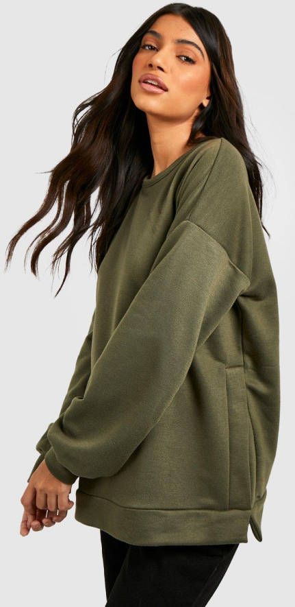 boohoo Zwangerschap Trui Met Zijsplit, Khaki