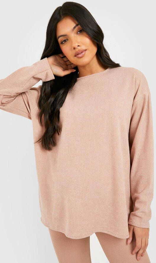 boohoo Zwangerschap Zachte Gebreide Trui Met Zijsplit, Camel