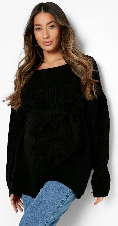 boohoo Zwangerschaps Trui Met Ballonmouwen En Zijsplit, Black