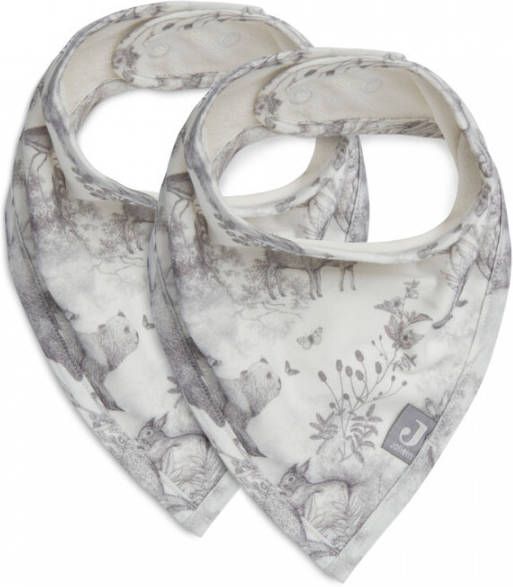 Jollein x Pimpelmees Forest Animals bandana slab set van 2 lichtgrijs