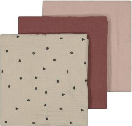 HEMA hydrofiele luier set van 3 60x60 cm roze/beige