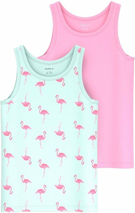 name it ! Meisjes 2 Pack Hemd -- Diverse Kleuren Katoen/elasthan