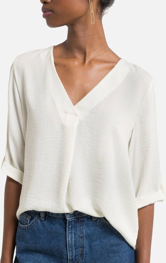Jacqueline de Yong Top met 3/4 mouwen effen gekleurde