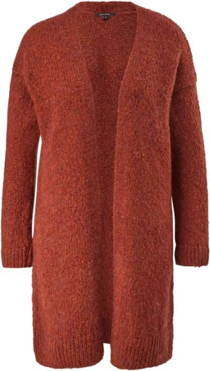 comma gebreid lang vest met alpaca oranjebruin