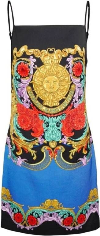 Versace Jeans Couture Satin Panel Sunflower Jurk , Oranje, Dames