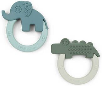 Done by Deer Baby Accessoires Teether 2 Pack Deer Friends Groen
