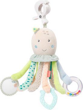 Fehn Grijpspeeltje Activity octopus ter bevestiging aan kinderwagen, babyzitje of bed