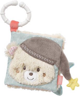 Fehn Grijpspeeltje Textielen boek Bruno met ring ter bevestiging aan kinderwagen, babyzitje of bed