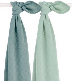 Jollein bamboe multidoek large 115x115 cm Ash green set van 2