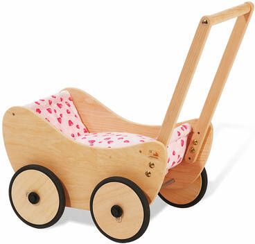 Pinolino ® Poppenwagen Trixi hartjes van hout met beddengoed, made in europe