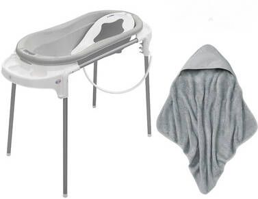 Rotho Babydesign Babybad TOPXtra badset, stone grey op de vloer te gebruiken, made in germany