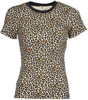 Levi's T shirt met panterprint en borduursels wit/roodbruin/zwart