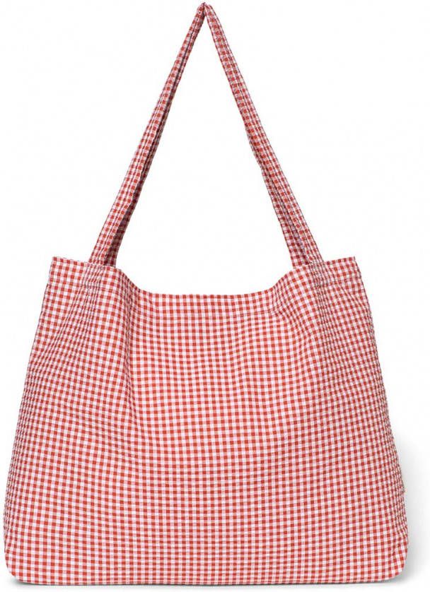 Studio Noos Checked Cotton Mom Bag shopper brick