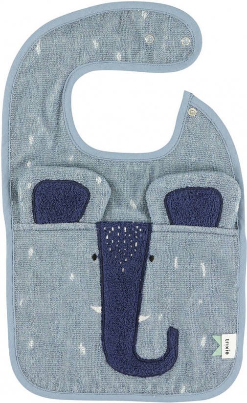Yourstockshop Trixie Slabbetje Mrs. Elephant 44 X 26 Cm Biologisch Katoen Blauw