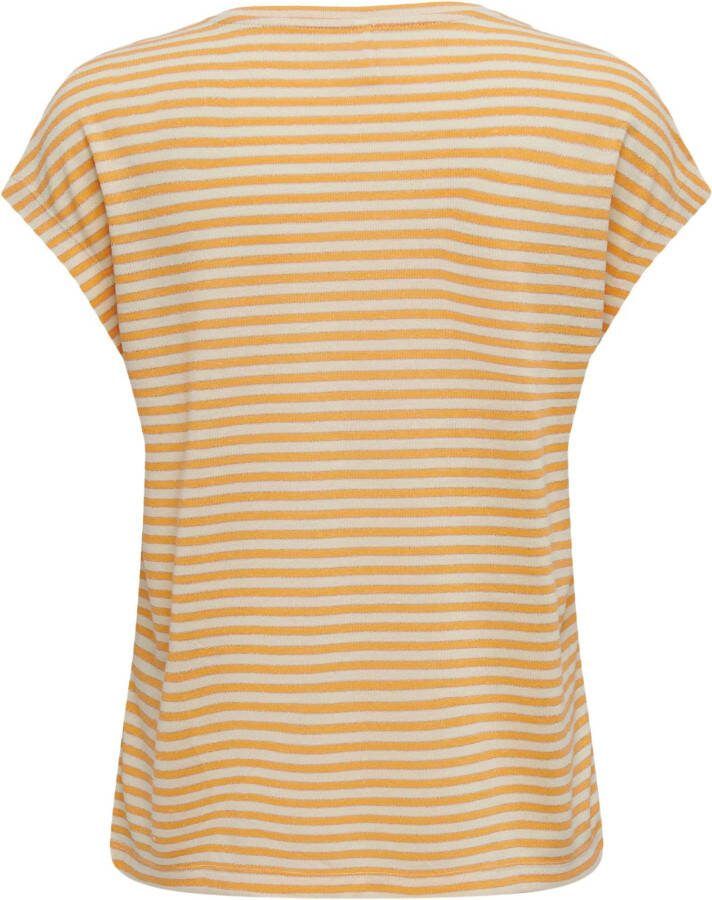 Only Cannes s/s v neck glitter top jrs mock orange/c