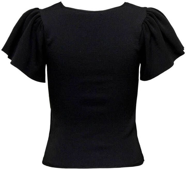 ONLY ribgebreide top ONLKENDRA met plooien zwart