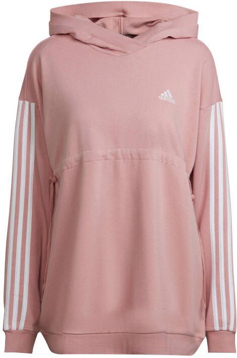 adidas Performance Sweatshirt ESSENTIALS KATOENEN HOODY MET 3 STREPEN – ZWANGERSCHAPSMODE
