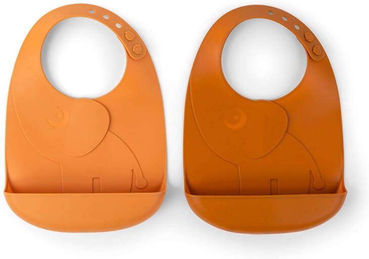 Done by Deer Baby Accessoires Peekaboo Bib 2 Pack Elphee Geel