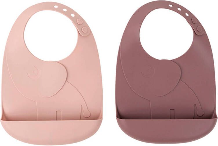 Done by Deer Baby Accessoires Peekaboo Bib 2 Pack Elphee Roze